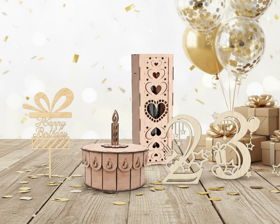 Kategorie: Urodziny — grawerowanie laserowe i dekoracje ze sklejki